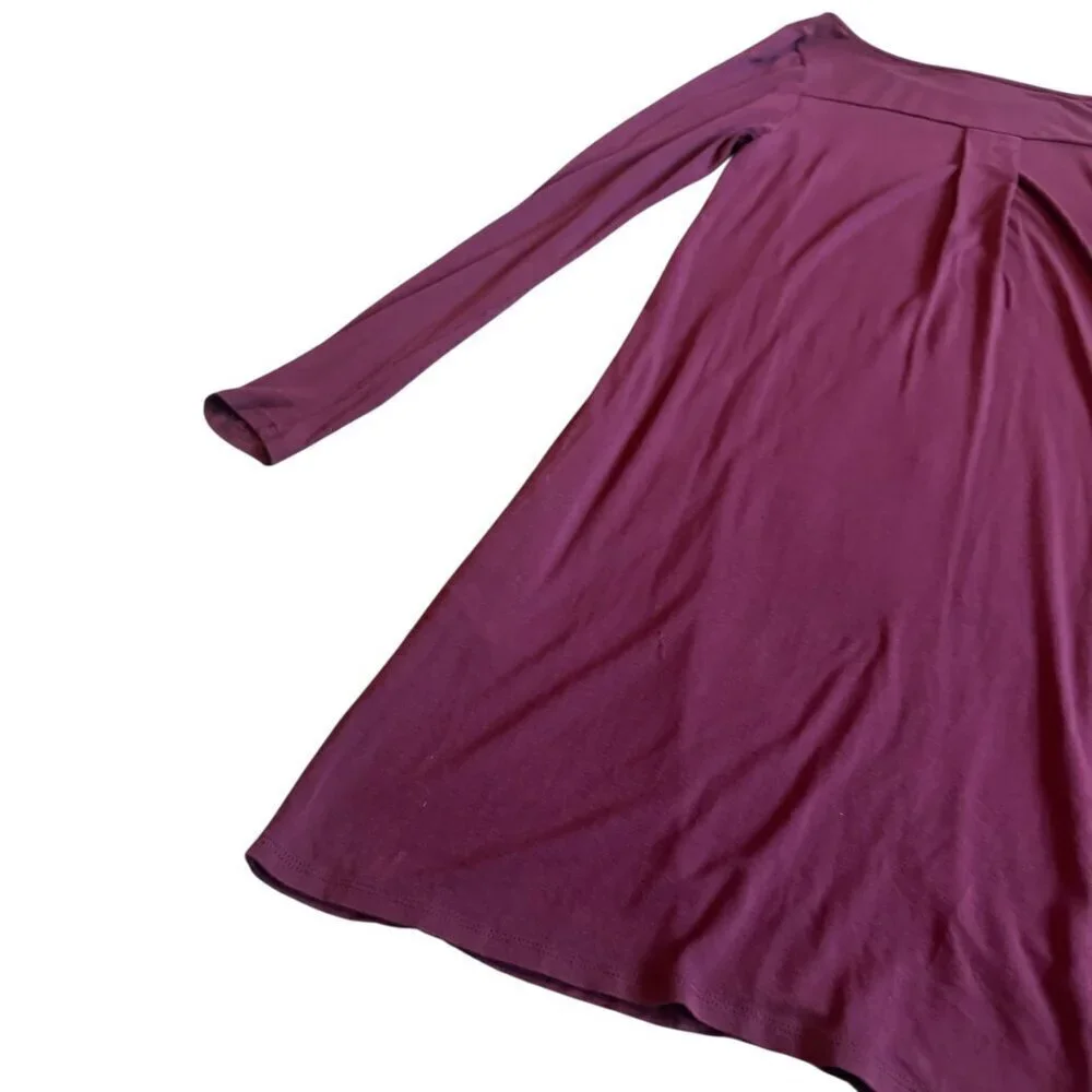 Peruvian Connection Purple Jersey Knit Dress Long Sleeve Flowy Size XS Women's